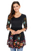 Sexy Cute Floral Print Black Elegant Long Top